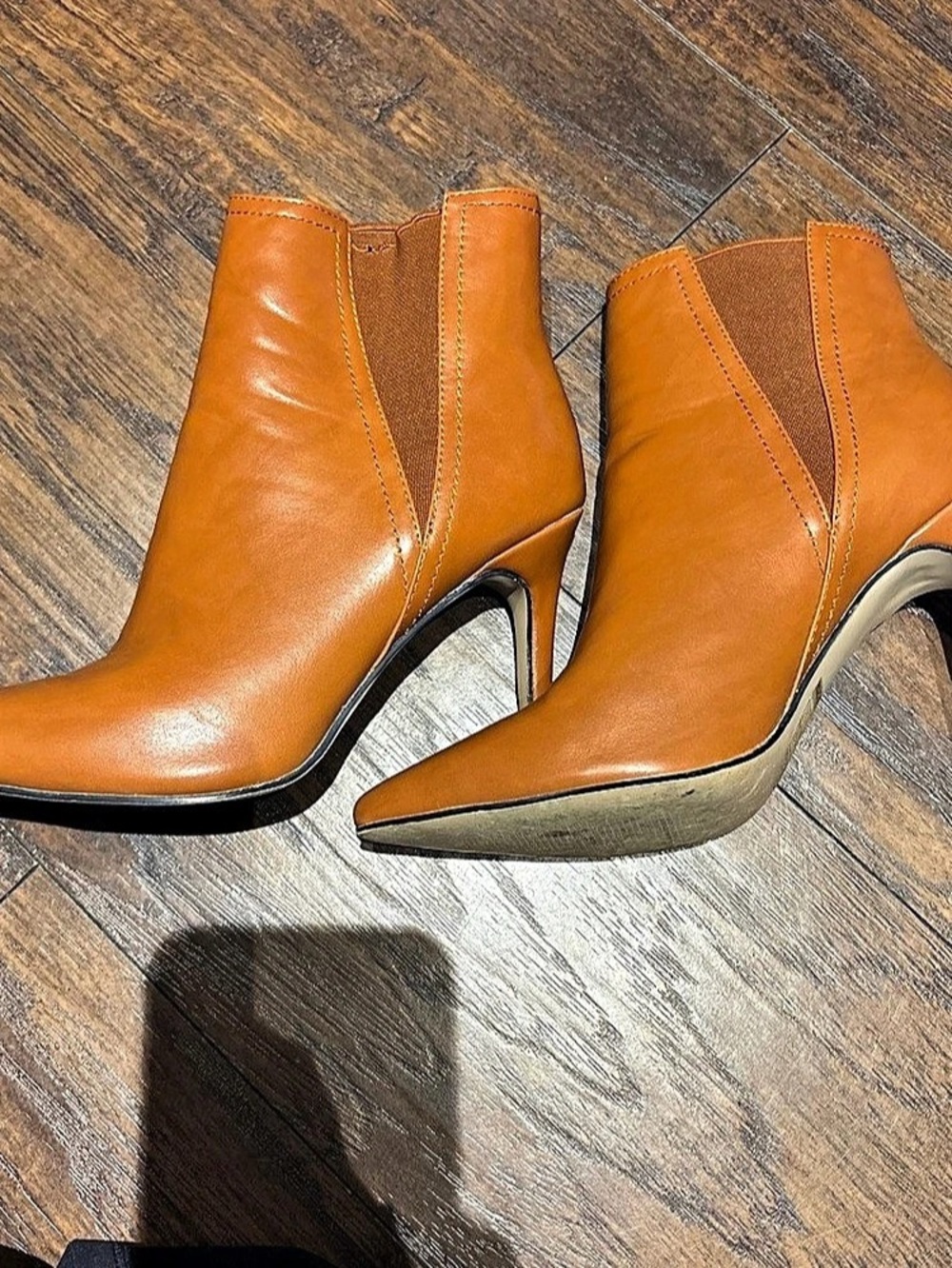 Orange Pointed-Toe Ankle Boots